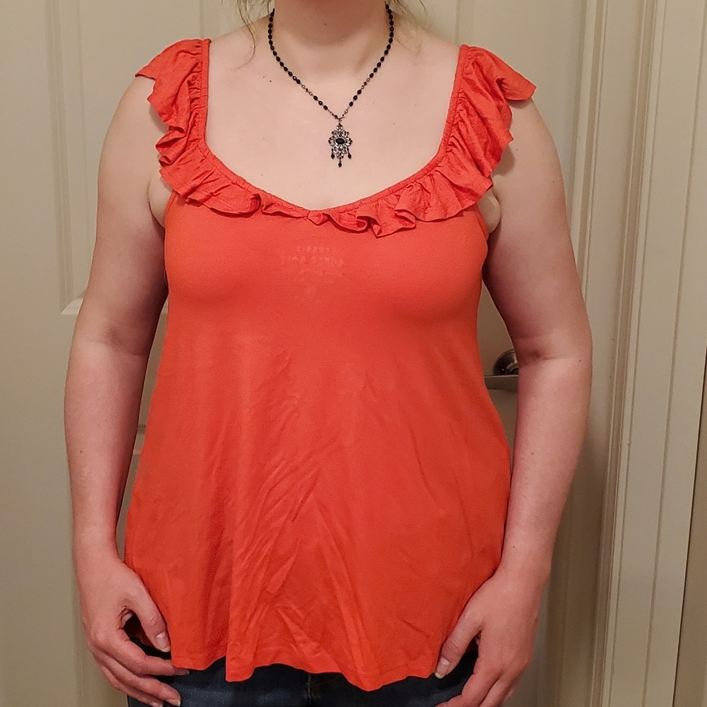 NWT TORRID Orange Ruffle Tank - Picture 4 of 9